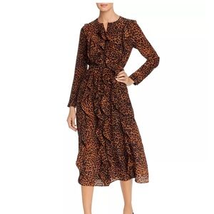 Lafayette 148 Alexandra Silk Leopard Print Midi Dress ** missing belt and loops